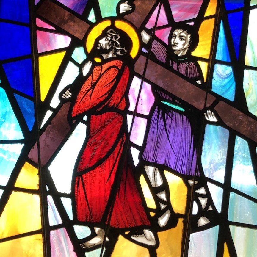 simon cyrene help jesus carry his cross