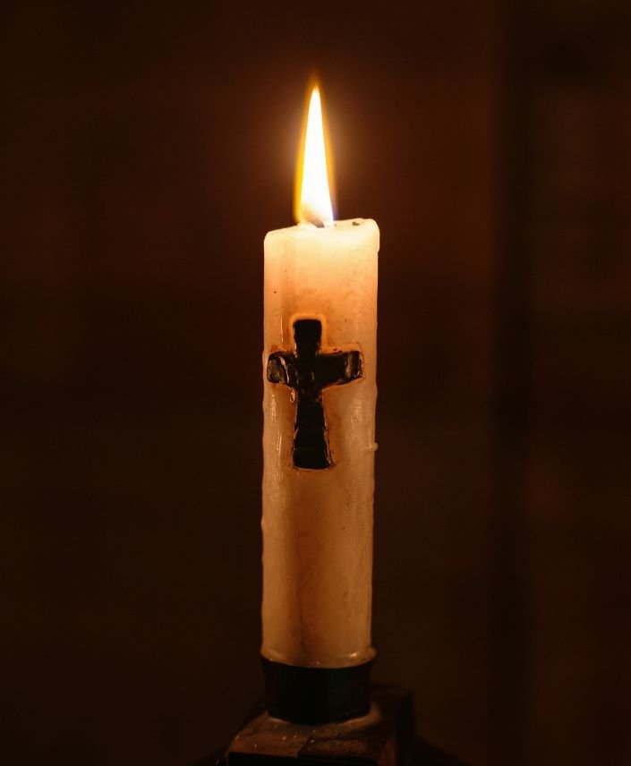 candle with cross